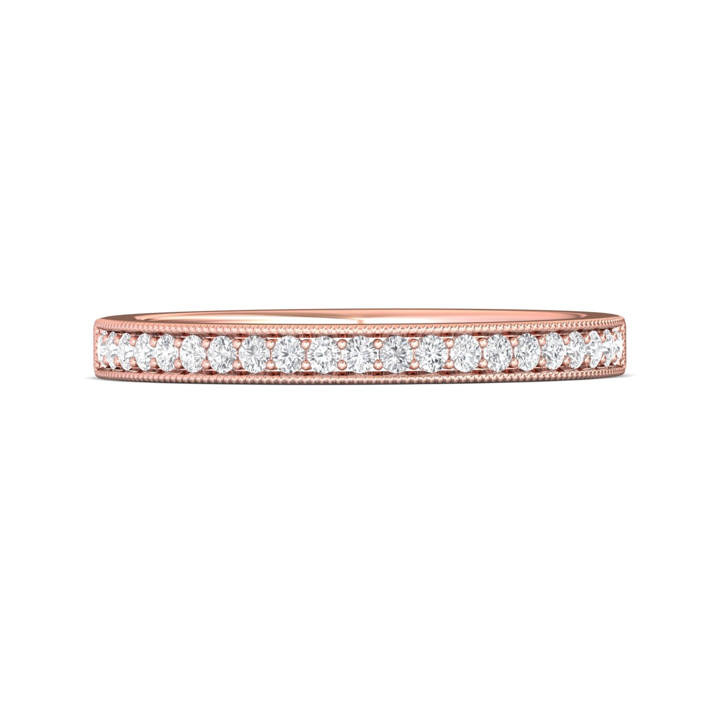 FlyerFit Micropave 18K Pink Gold Wedding Band