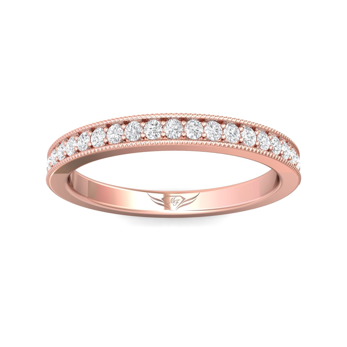 FlyerFit Micropave 18K Pink Gold Wedding Band