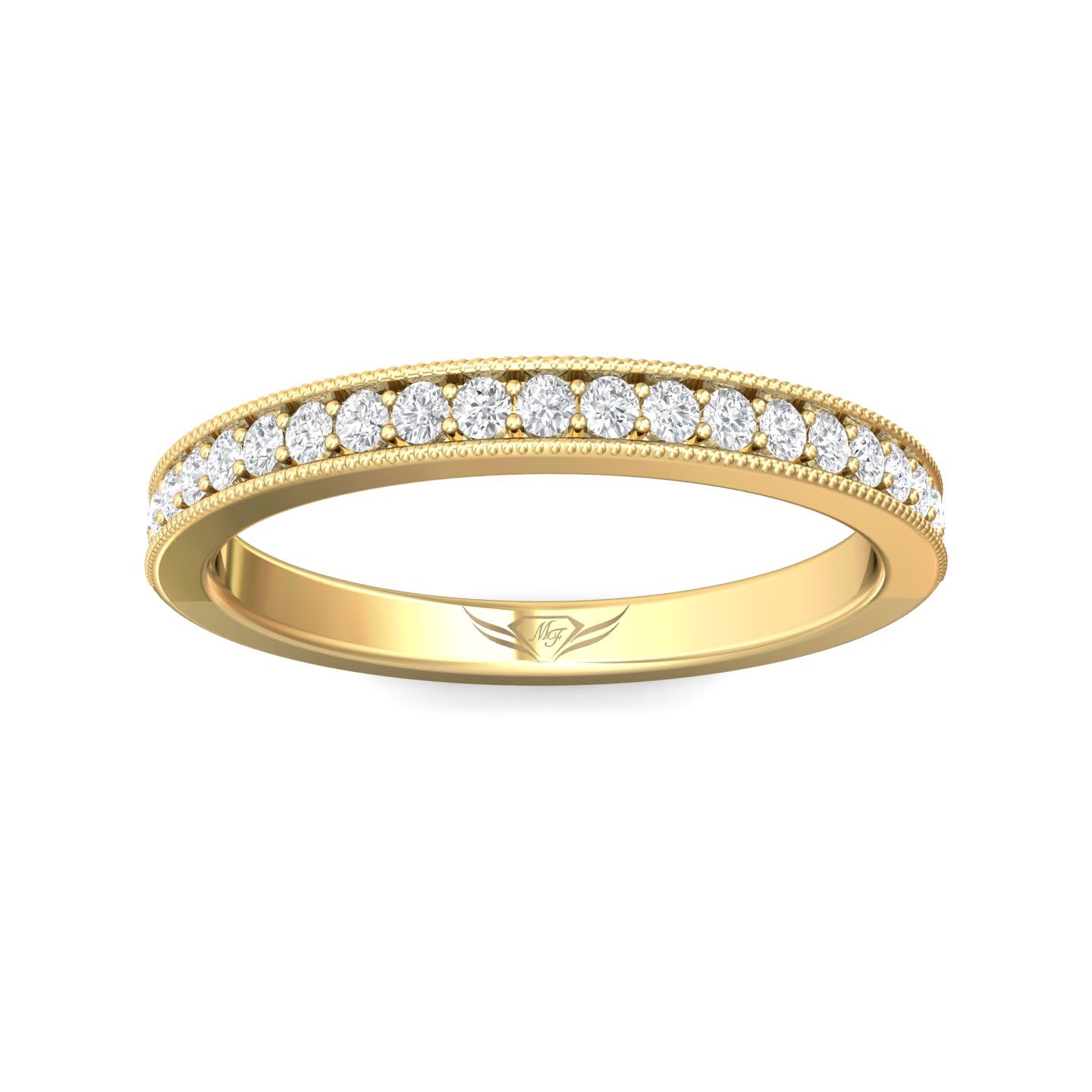 FlyerFit Micropave 18K Yellow Gold Wedding Band