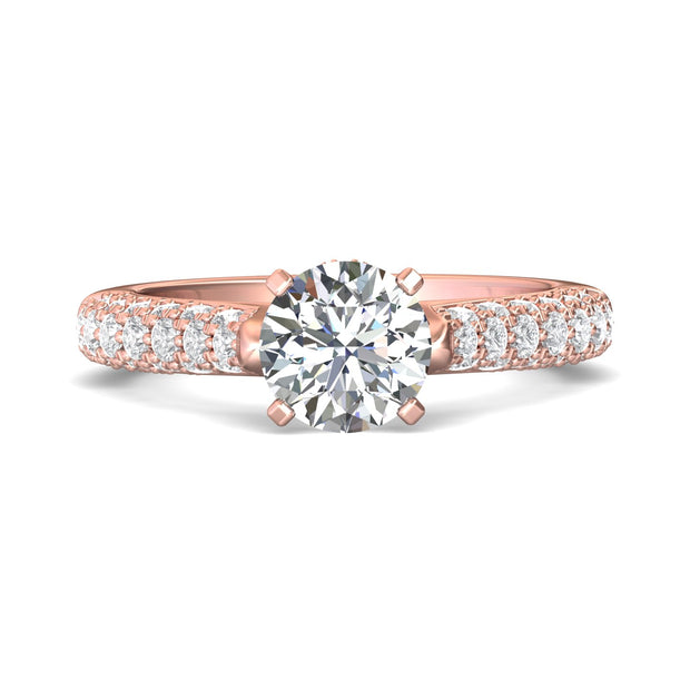 FlyerFit Micropave 14K Pink Gold Engagement Ring