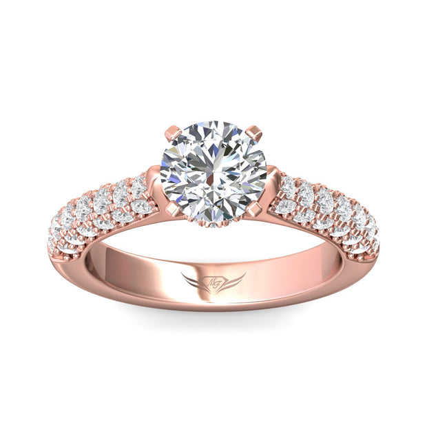 FlyerFit Micropave 14K Pink Gold Engagement Ring