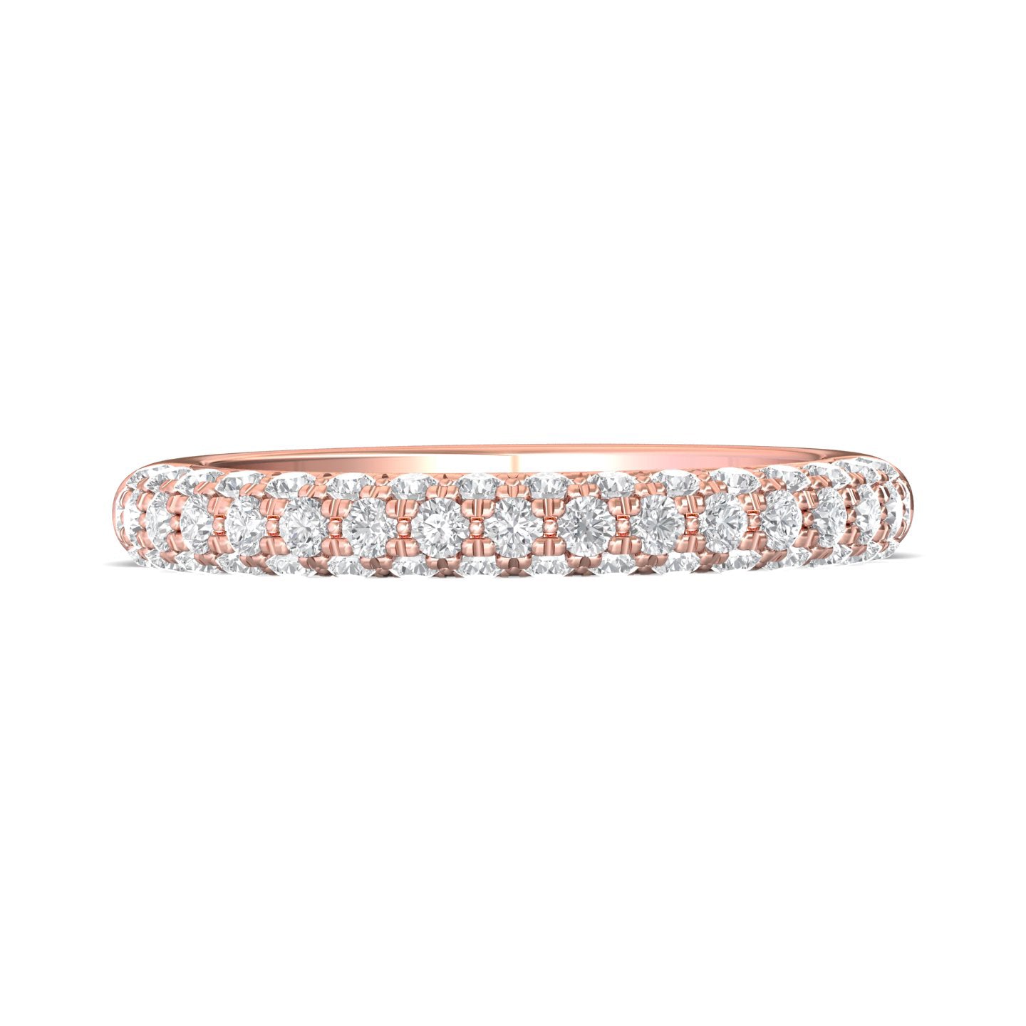 FlyerFit Micropave 18K Pink Gold Wedding Band