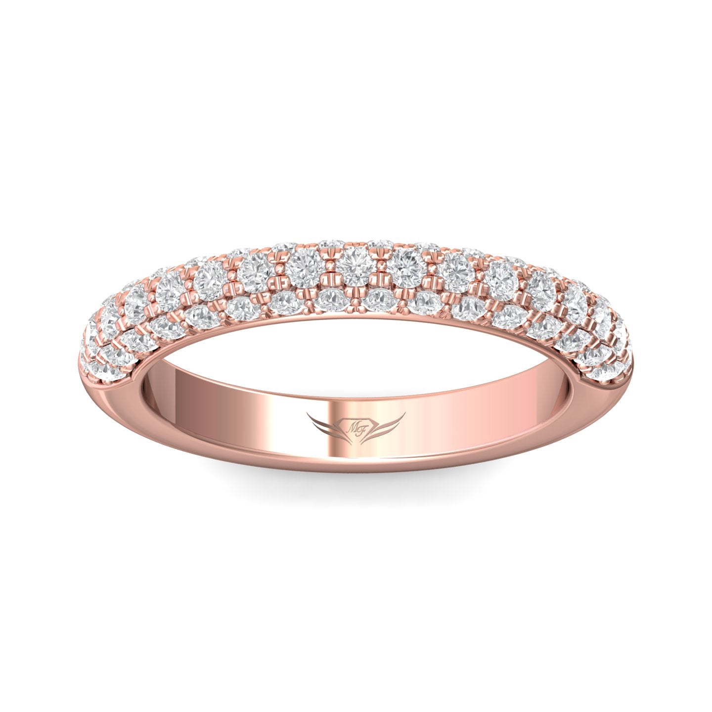 FlyerFit Micropave 18K Pink Gold Wedding Band