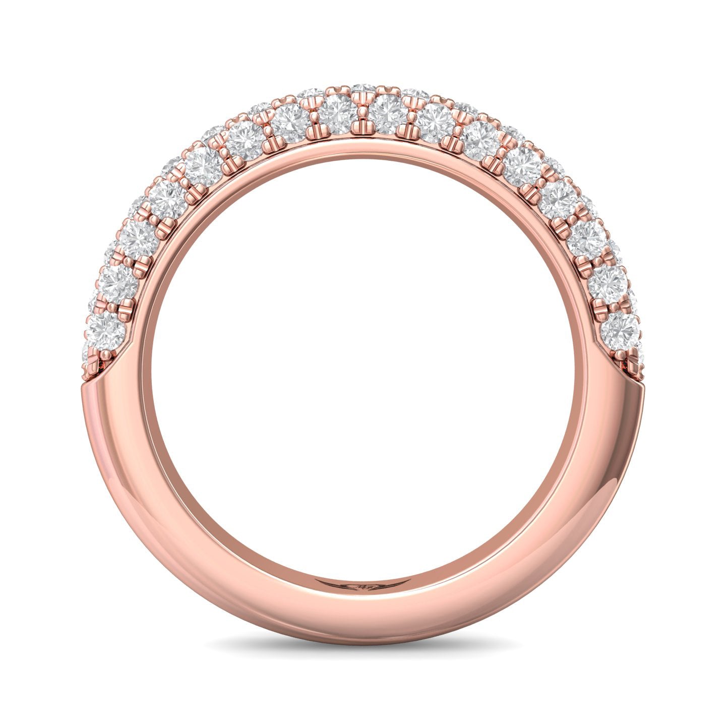 FlyerFit Micropave 18K Pink Gold Wedding Band