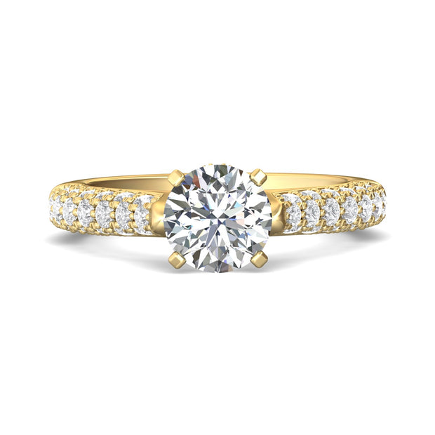 FlyerFit Micropave 14K Yellow Gold Engagement Ring