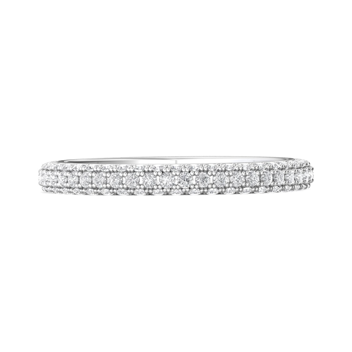 FlyerFit Micropave 14K White Gold Wedding Band