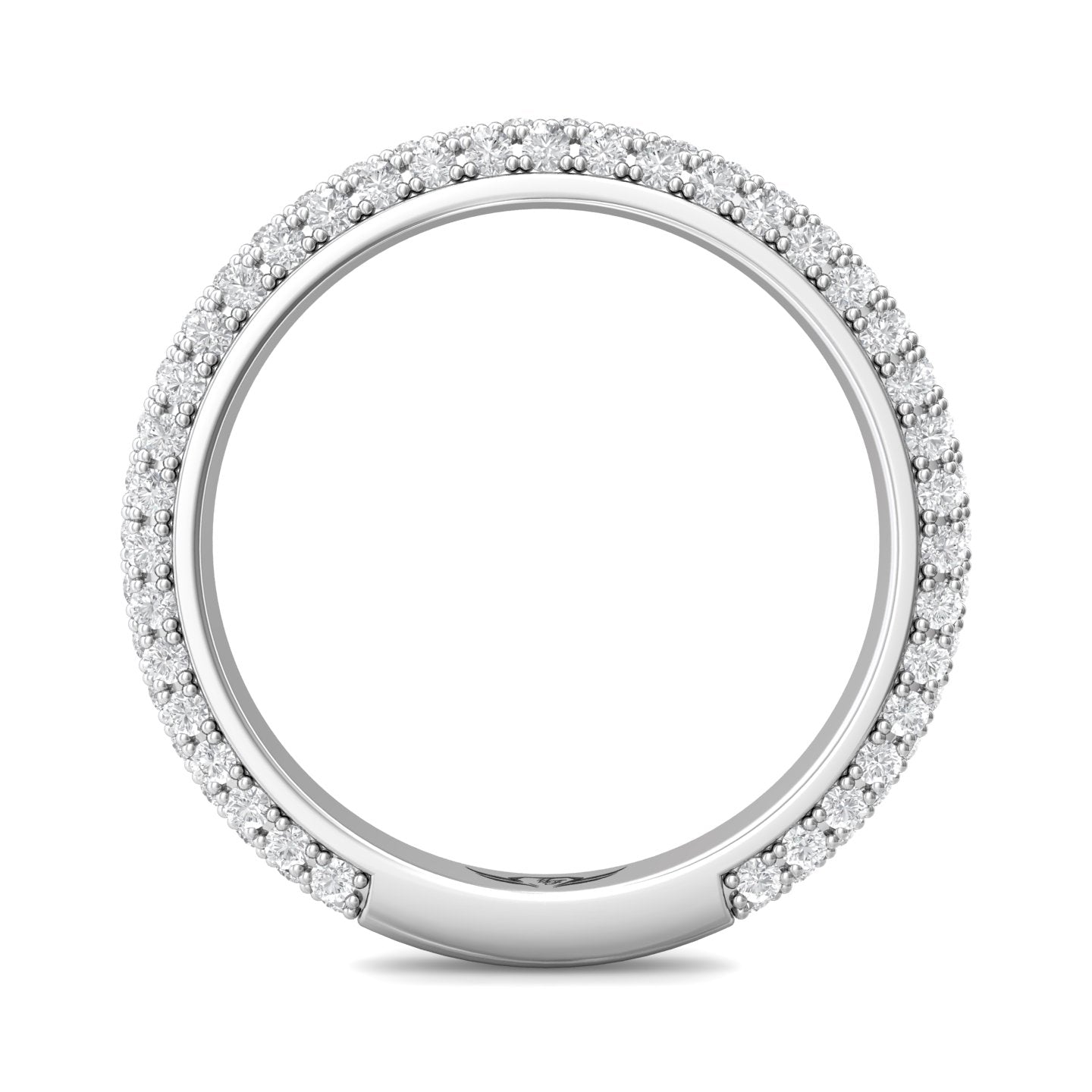 FlyerFit Micropave 14K White Gold Wedding Band