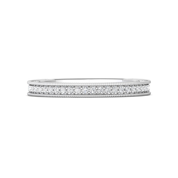 FlyerFit Micropave 14K White Gold Wedding Band