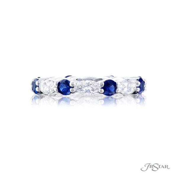 Sapphire &amp; Diamond Eternity Band Marquise &amp; Round 1.07 ctw.