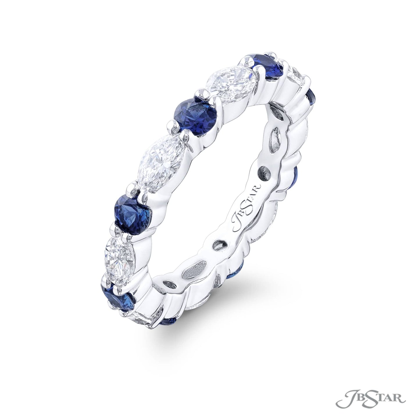 Sapphire &amp; Diamond Eternity Band Marquise &amp; Round 1.07 ctw.