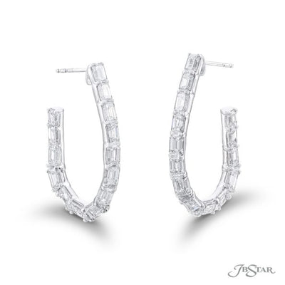 Diamond Hoop Earrings Emerald-cut Tapered Baguette