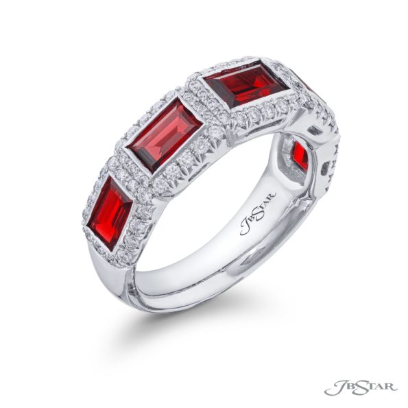 Ruby &amp; Diamond BandBaguette &amp; Micro Pave