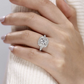 Gabriel & Co | Lexie - 14k White Gold Cushion Double Halo Round Diamond Engagement Ring