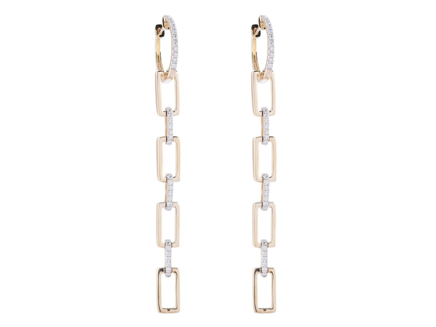 0.32 Ct Diamond 14K Yellow Gold Link Earrings