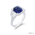 Sapphire &amp; Diamond Ring 3.45 ct. Cushion Cut Micro Pave