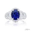 Sapphire &amp; Diamond Ring 3.69 ct. Oval Cut Certified