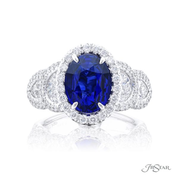 Sapphire &amp; Diamond Ring 3.69 ct. Oval Cut Certified