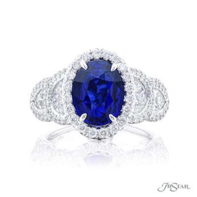 Sapphire &amp; Diamond Ring 3.69 ct. Oval Cut Certified