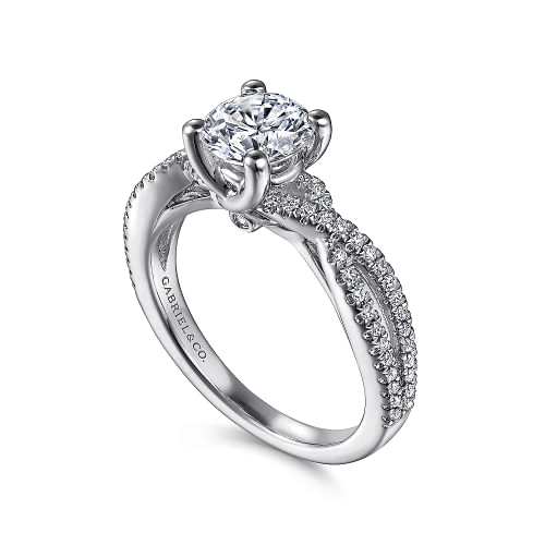 Gabriel & Co | Gina - 14K White Gold Round Twisted Diamond Engagement Ring