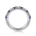 14K White Gold 11 Stone Diamond and Sapphire Anniversary Band