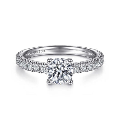 Gabriel & Co | Amira - 14K White Gold Round Diamond Engagement Ring