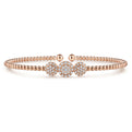 14K Rose Gold Bujukan Bead Cuff Bracelet with Three Pavé Diamond Stations