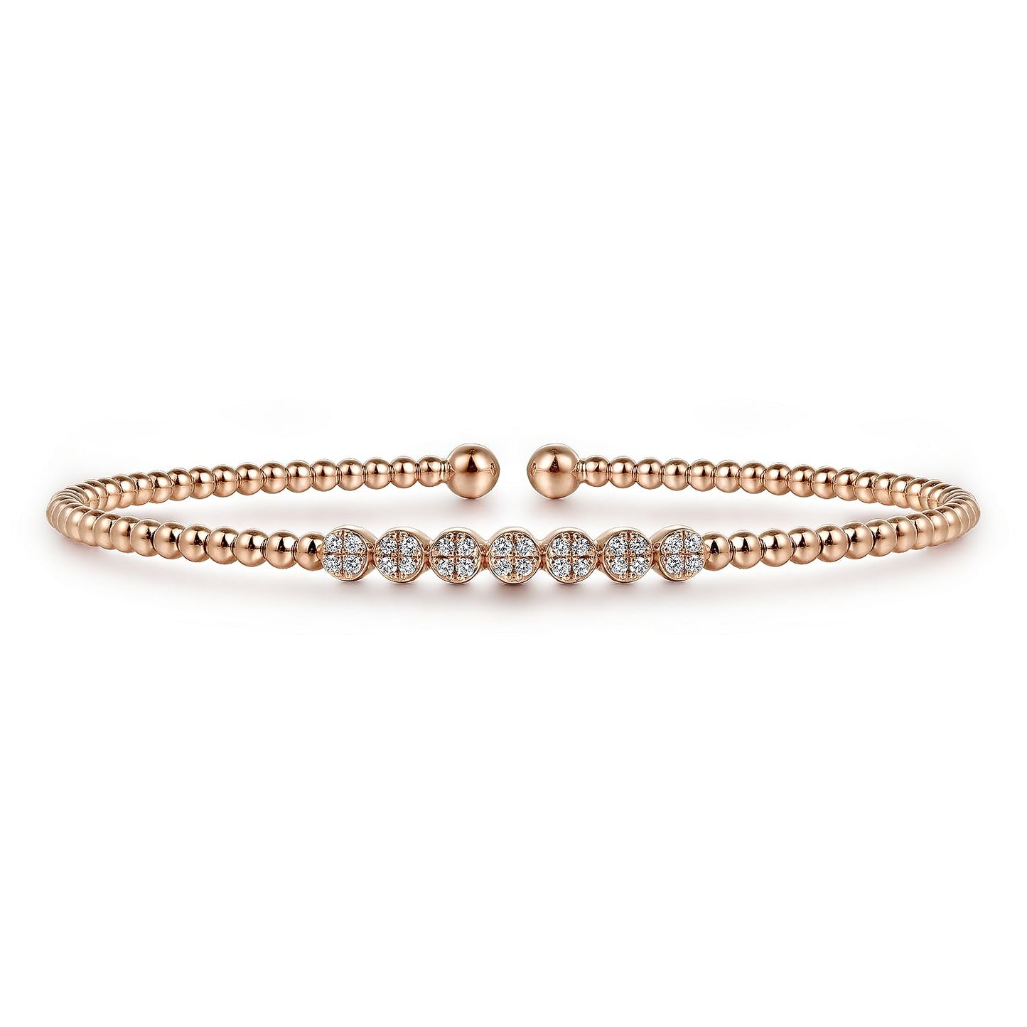 14K Rose Gold Bujukan Bead and Cluster Diamond Bangle