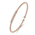 14K Rose Gold Bujukan Bead and Cluster Diamond Bangle