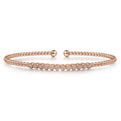 14K Rose Gold Bujukan Bead Cuff Bracelet with Bezel Set Diamond Stations