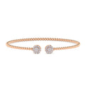 14K Rose Gold Bujukan Bead Split Cuff Bracelet with Round Pavé Diamond Discs