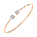 14K Rose Gold Bujukan Bead Split Cuff Bracelet with Round Pavé Diamond Discs