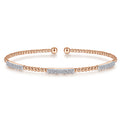 14K Rose Gold Bujukan Bead Cuff Bracelet with Diamond Pavé Stations