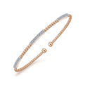 14K Rose Gold Bujukan Bead Cuff Bracelet with Diamond Pavé Stations