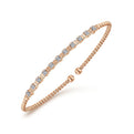 14K Rose Gold Bujukan Bead Cuff Bracelet with Diamond Stations