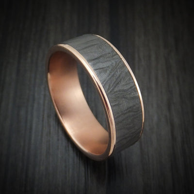 14K Rose Gold and Textured Tantalum Men's Ring