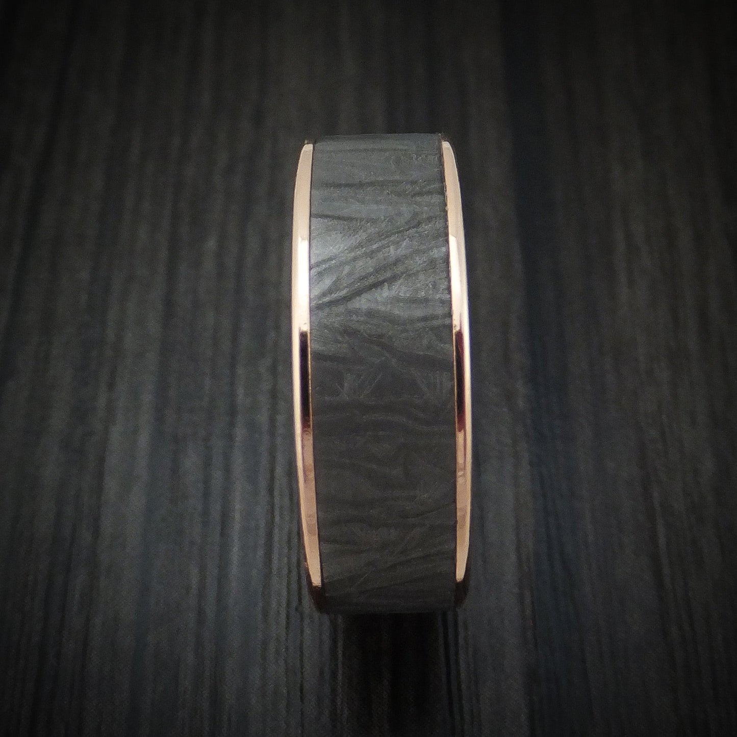 14K Rose Gold and Textured Tantalum Men's Ring