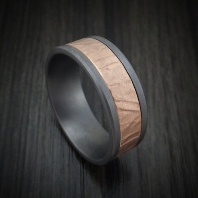 Tantalum and Textured 14K Rose Gold Men's Ring