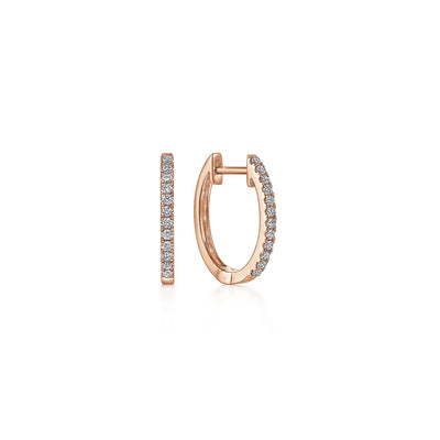 14K Rose Gold Classic 15mm Pavé Diamond Huggies