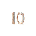 14K Rose Gold Beaded Pavé 10mm Diamond Huggies