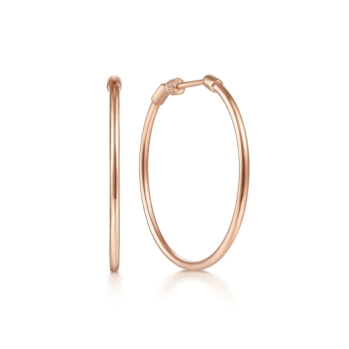 14K Rose Gold 30mm Round Classic Hoop Earrings