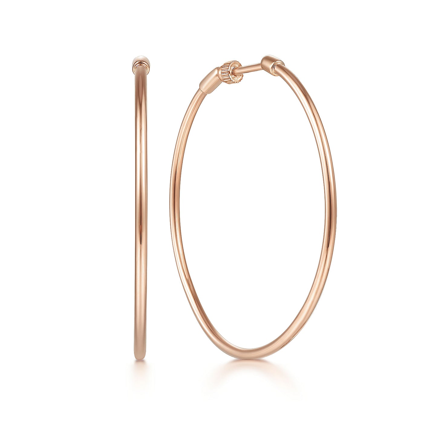 14K Rose Gold 40mm Round Classic Hoop Earrings