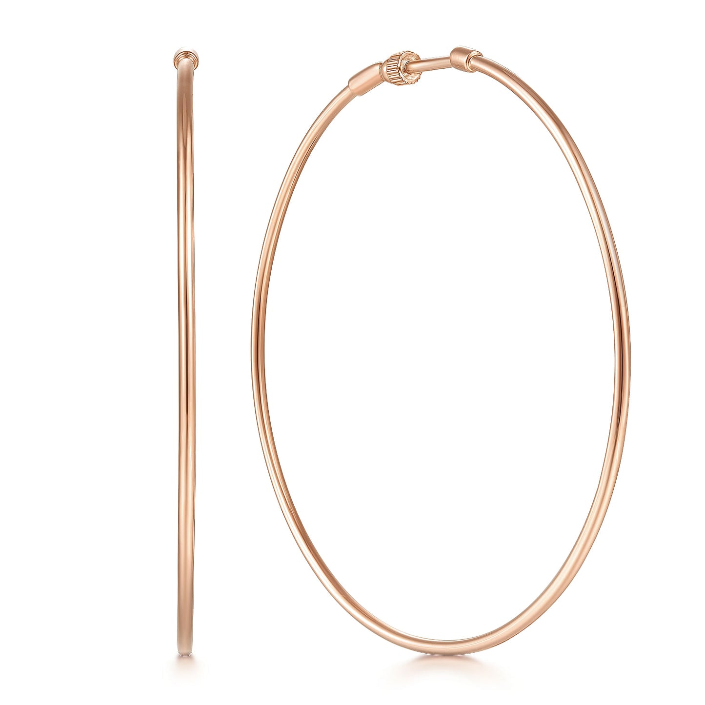 14K Rose Gold 60mm Round Classic Hoop Earrings