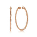 14K Rose Gold Beaded 40mm Round Classic Hoop Earrings