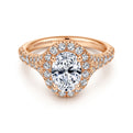 14K Rose Gold Oval Halo Diamond Engagement Ring