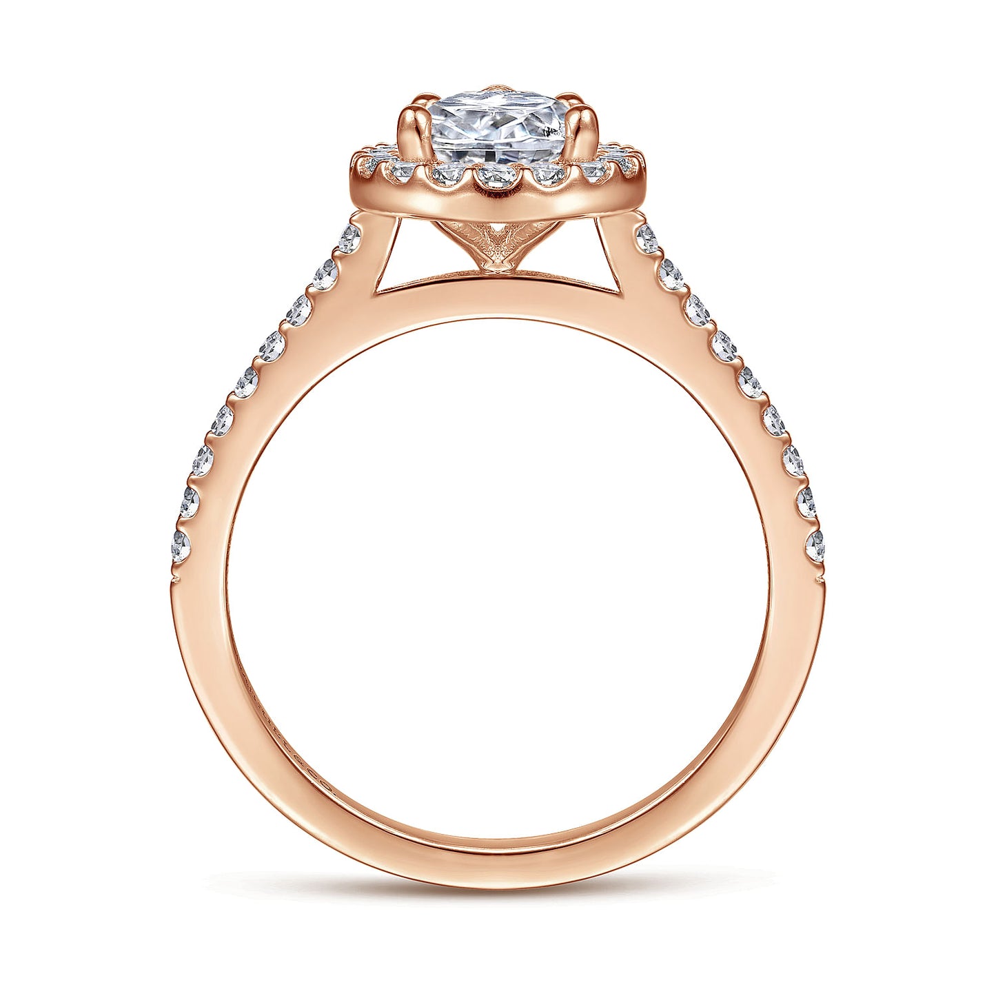 14K Rose Gold Pear Shape Halo Diamond Engagement Ring