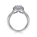 14K White Gold Cushion Halo Round Diamond Engagement Ring