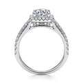 14K White Gold Cushion Halo Round Diamond Engagement Ring