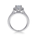 Vintage Inspired Platinum Round Halo Diamond Engagement Ring