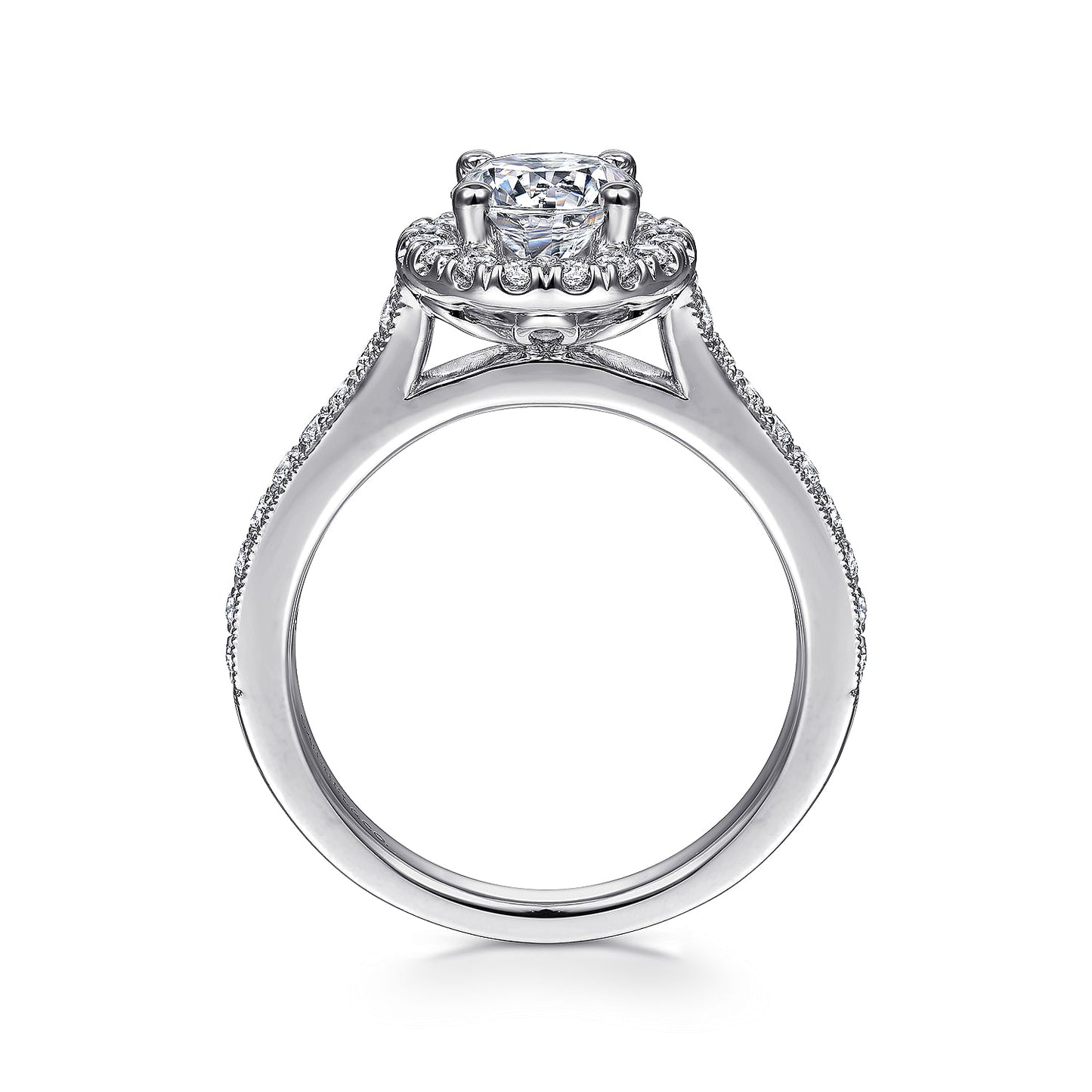 Vintage Inspired Platinum Round Halo Diamond Engagement Ring