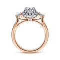 14K Rose Gold Cushion Halo Round Diamond Engagement Ring